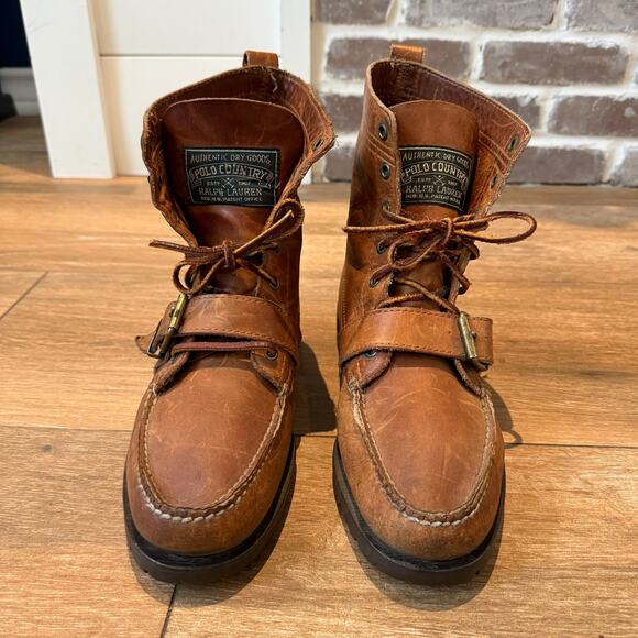 Polo Ralph Lauren Ranger Tumbled Leather Boots Size 9.5D - Picture 1 of 8